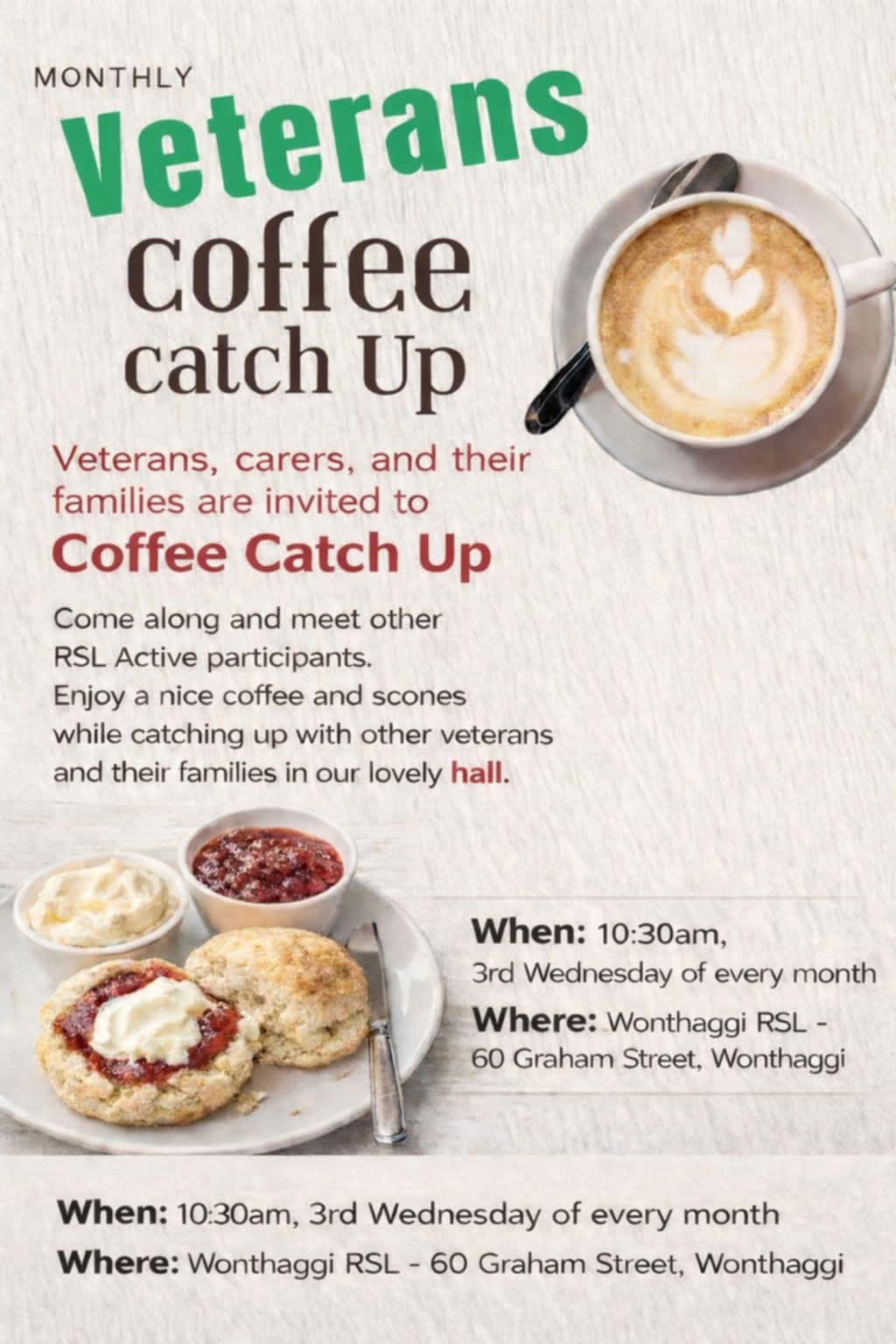 WRSL Morning Tea third Wednesday of every month