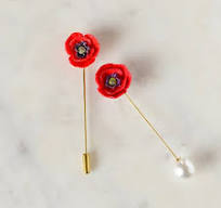 Jewelled Poppy Lapel Pin